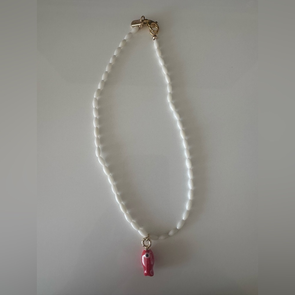 Logan Tay - White Beaded Fish Necklace